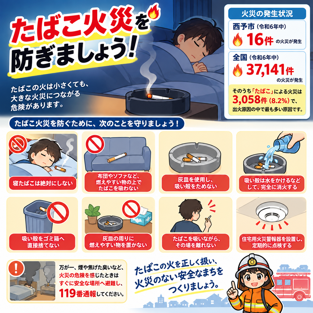 たばこ火災予防啓発画像