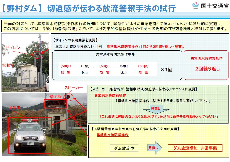 緊迫感が伝わる放流警報手法の試行